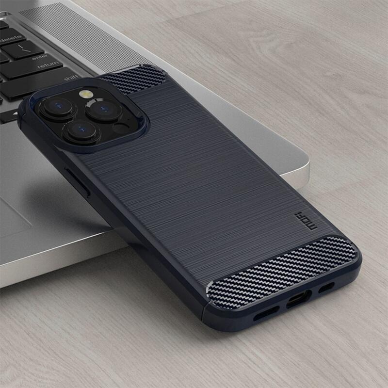Mofi tartós, texturált zselés tok iPhone 14 Pro Max 6.7 készülékhez - sötétkék