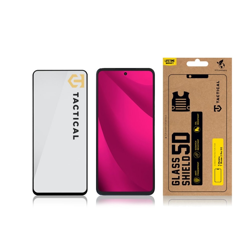 Taktikai üvegpajzs 5D üveg a T-Mobile T Phone 2 Pro 5G fekete telefonhoz