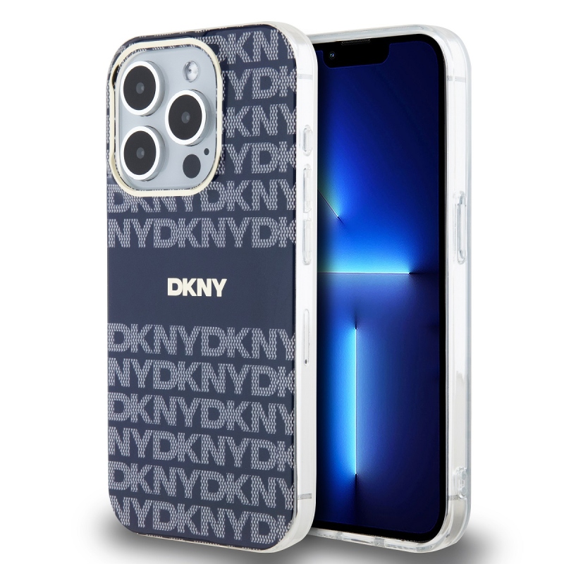 DKNY PC/TPU ismétlődő mintás tonális csíkos Magsafe hátlap iPhone 13 Pro kékhez