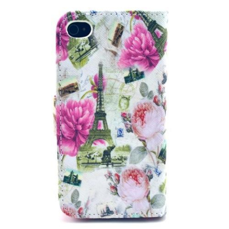 Motívum PU bőr tok iPhone 4 és iPhone 4s készülékhez - Eiffel-torony