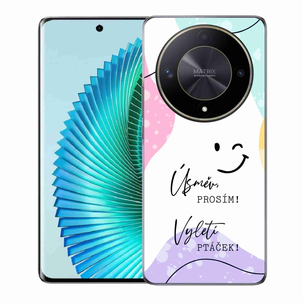 Gél borító mmCase a Honor Magic 6 Lite 5G számára - vicces szöveg 4 fehér háttérrel