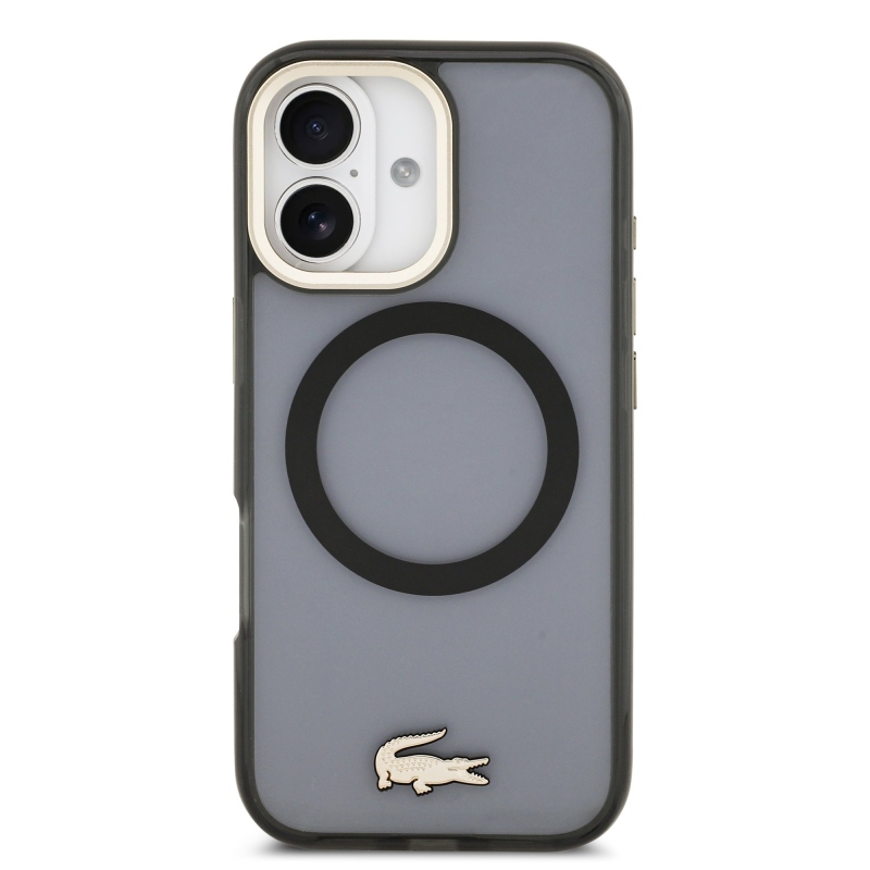 Lacoste PC/TPU Frosted Finish Gold Logo MagSafe hátlapi borító iPhone 17 Fekete