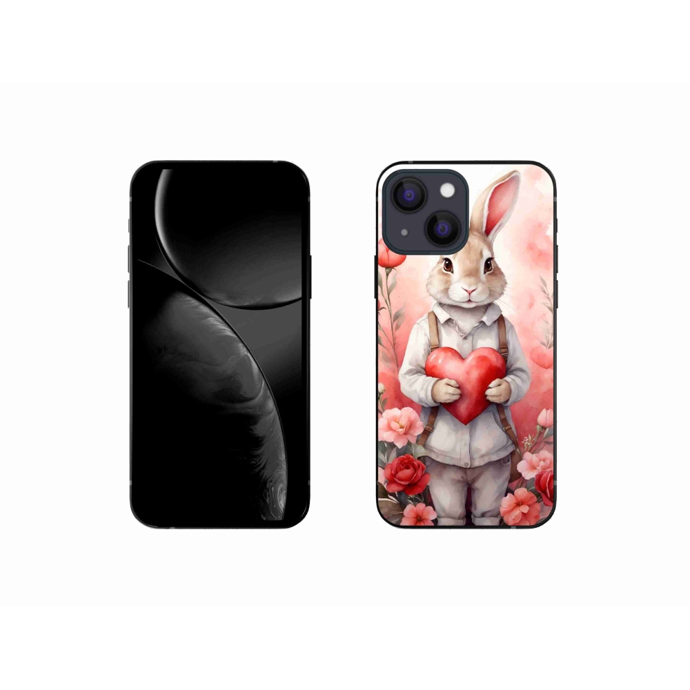 Zselés borítás mmCase iPhone 13 mini készülékhez - nyúl szívvel