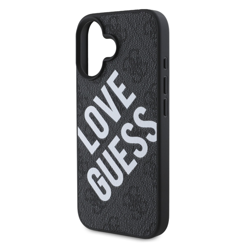Guess PU bőr 4G Big Love Logo MagSafe hátlap iPhone 16-hoz Fekete