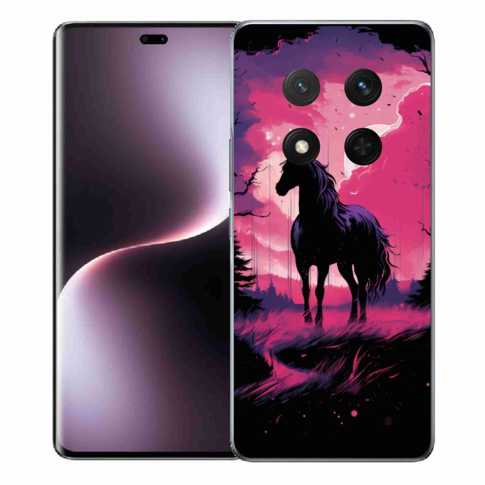 Gél borítás mmCase a Honor Magic 7 Lite 5G számára - fekete rajzfilm ló 1