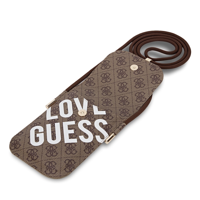 Guess PU 4G Big Love logós telefonos táska barna