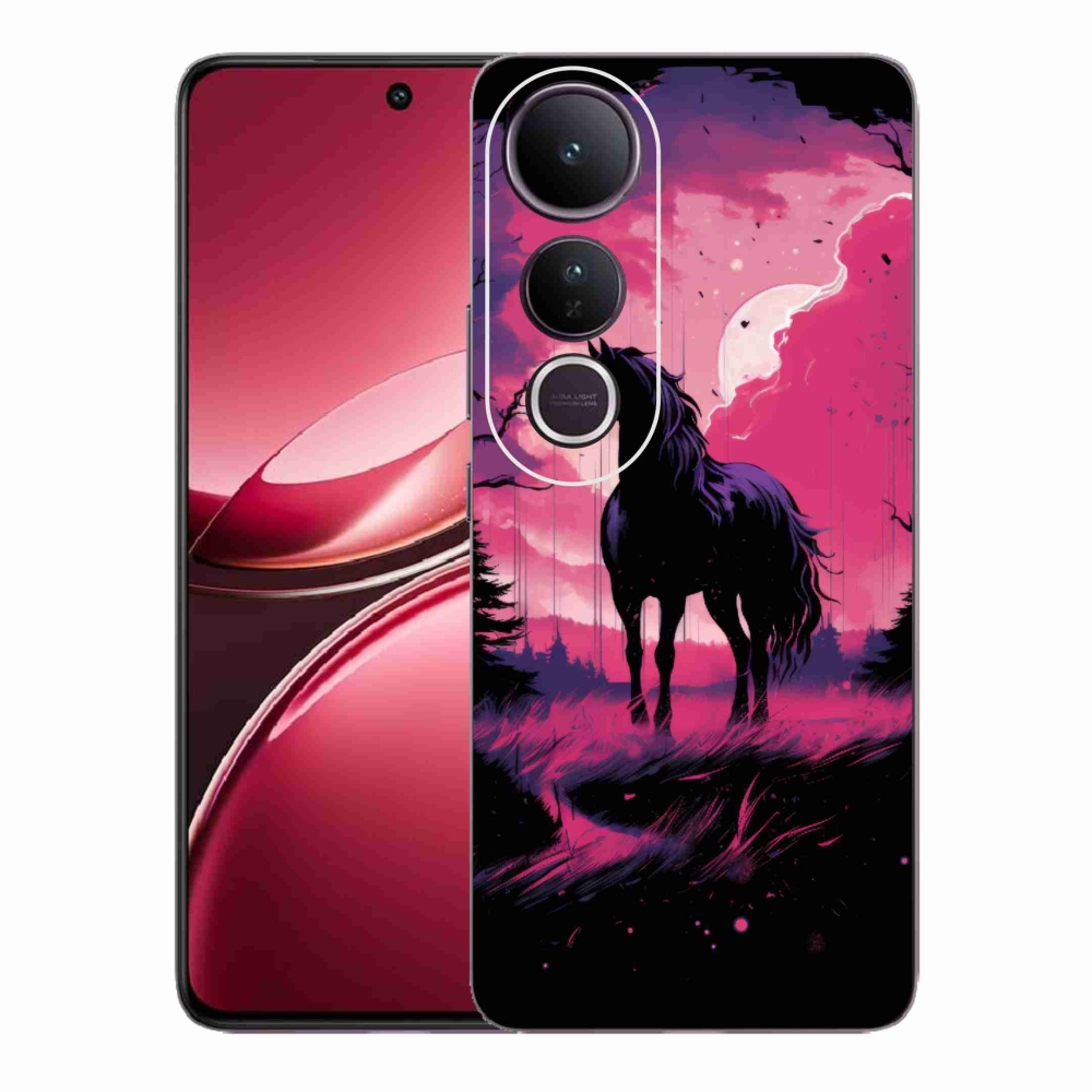 Gél borítás mmCase a Vivo V50 Lite 4G/5G-hez - fekete rajzfilm ló 1