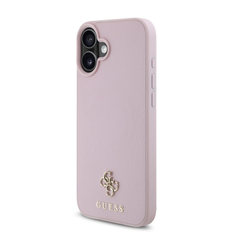 Guess PU szemcsés 4G kis fém logós MagSafe hátlap iPhone 16 rózsaszínhez
