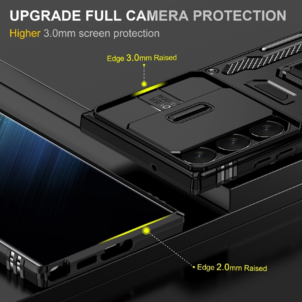 Gyűrűk tartós borítása Samsung Galaxy S25 Ultra készülékhez - fekete