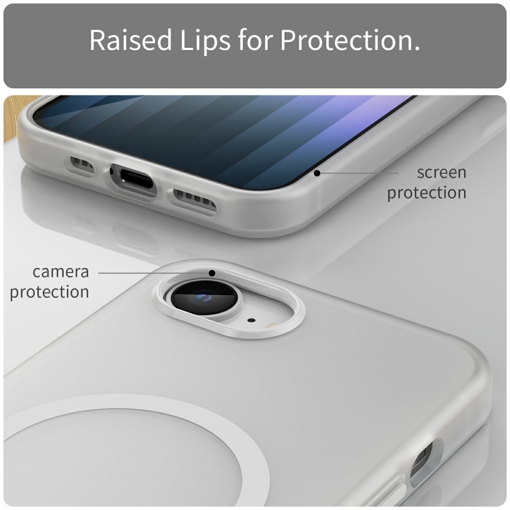 Frost zselés tok MagSafe támogatással iPhone 16e készülékhez - fehér