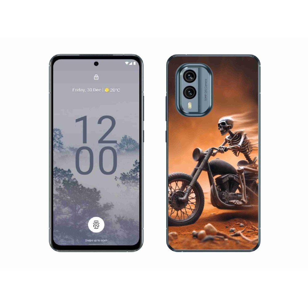 Zselés borítás mmCase a Nokia X30 5G készülékhez - csontváz egy motorkerékpáron