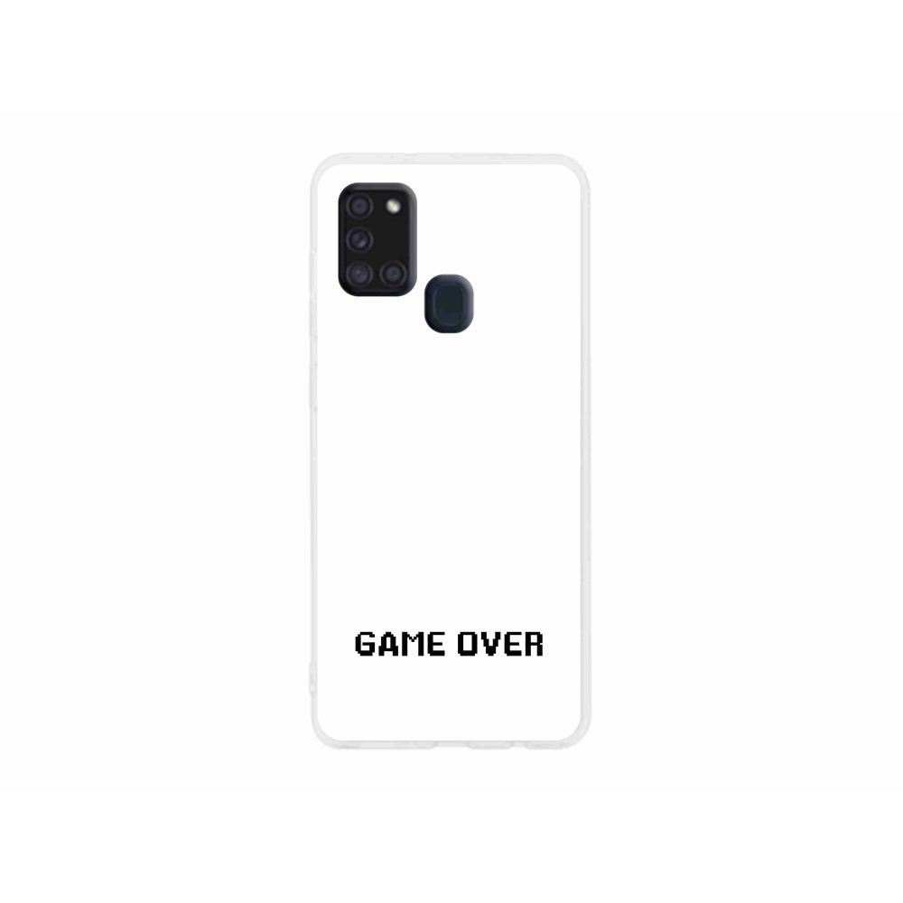Gél borítás mmCase Samsung Galaxy A21s készülékhez - játék fehér háttérrel