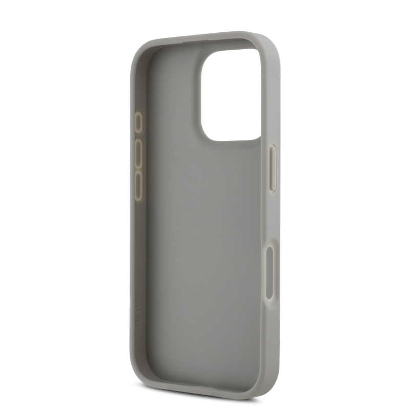DKNY PU bőr ismétlődő mintás tonális csíkos hátlap iPhone 16 Pro Max bézs színű borítóhoz