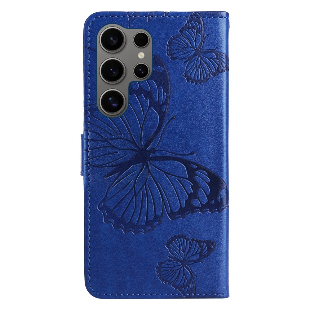 Nagy pillangó könyv tok Samsung Galaxy S25 Ultra készülékhez - kék