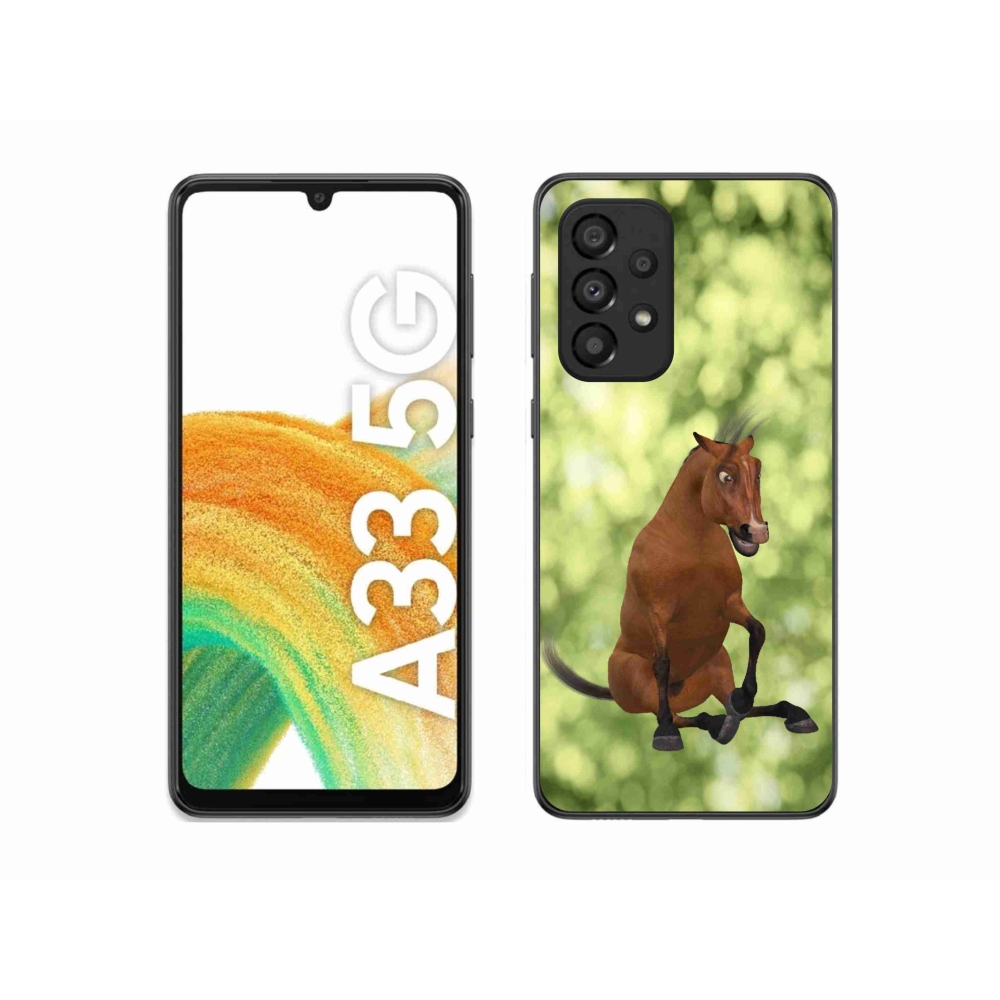Zselés borítás mmCase Samsung Galaxy A33 5G - barna rajzfilm ló 1