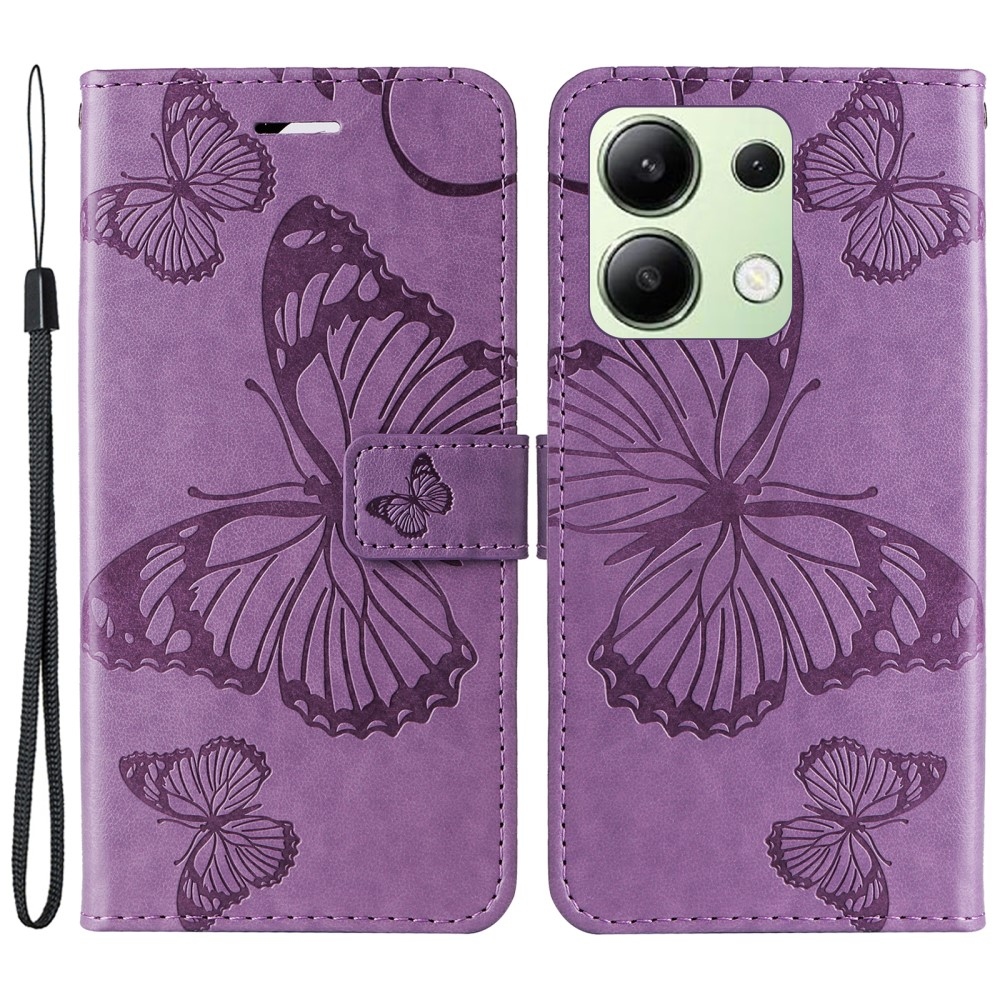 Nagy pillangó könyv tok Xiaomi Redmi Note 13-hoz - lila