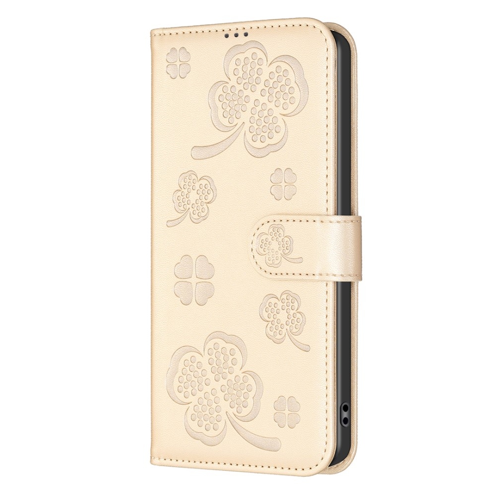 Clover book tok Xiaomi Redmi Note 14 Pro-hoz - arany színű