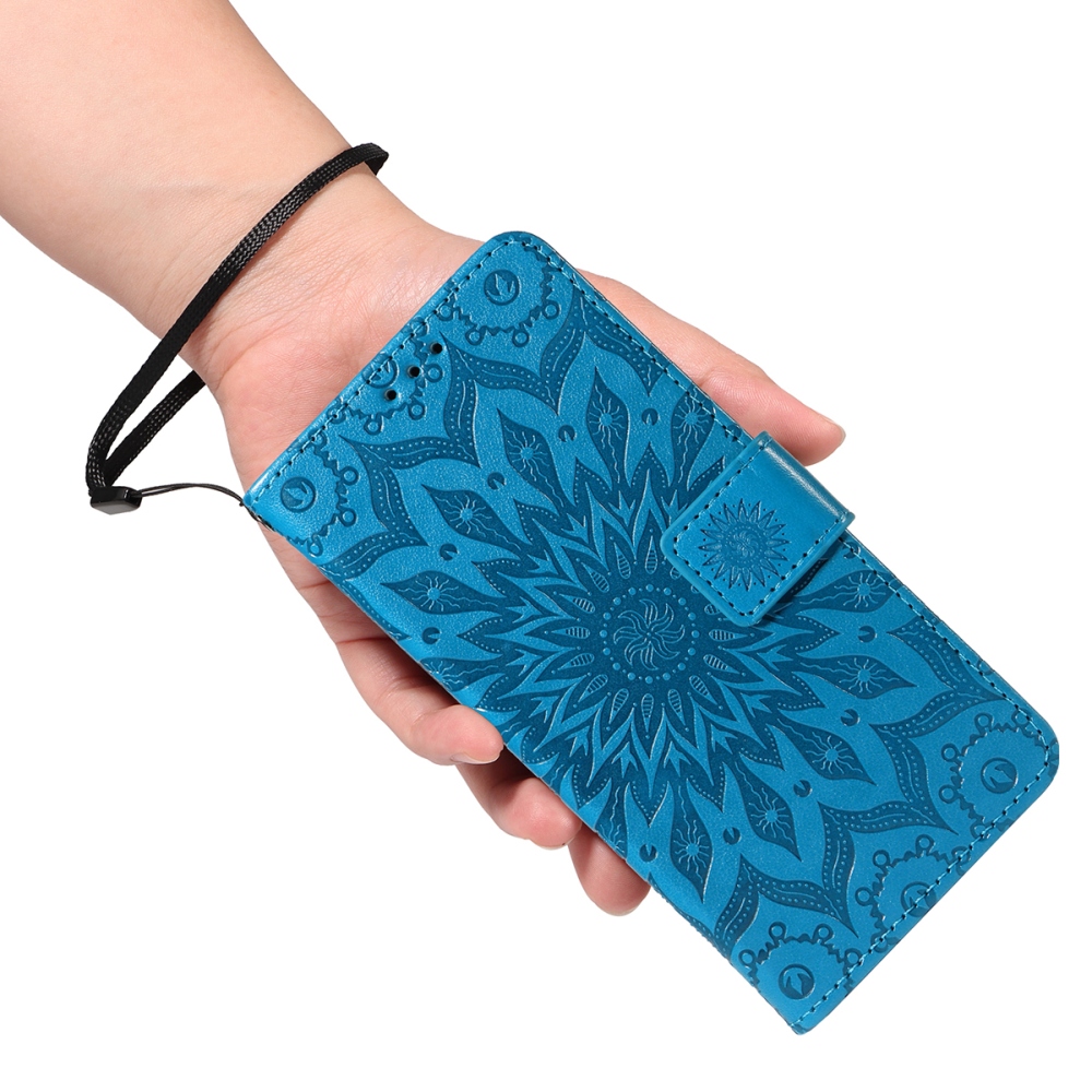 Napraforgó könyv tok Xiaomi Redmi 15C 4G/5G (173mm) - kék