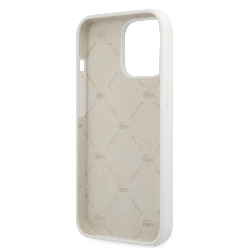 Lacoste Liquid szilikon Allover mintás borító iPhone 13 Pro Max fehér színű készülékhez