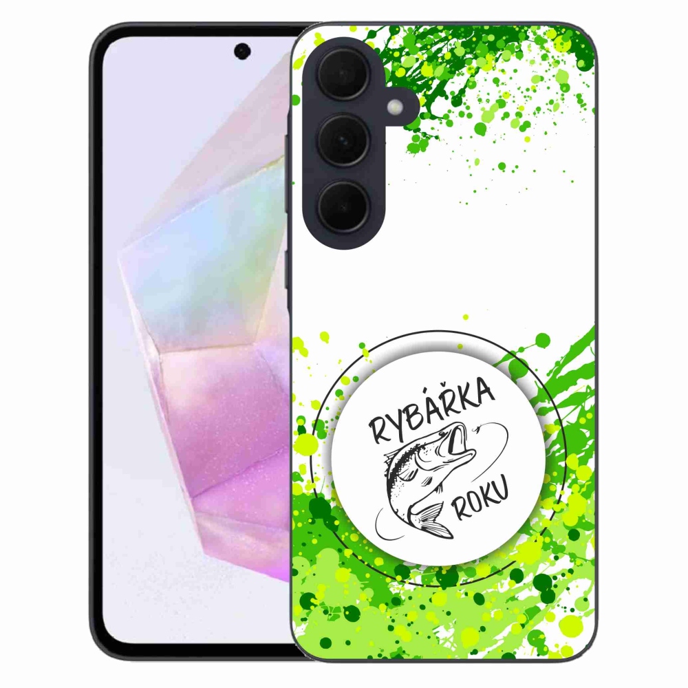 Gél borító mmCase Samsung Galaxy A35 5G - az év horgásza fehér háttérrel
