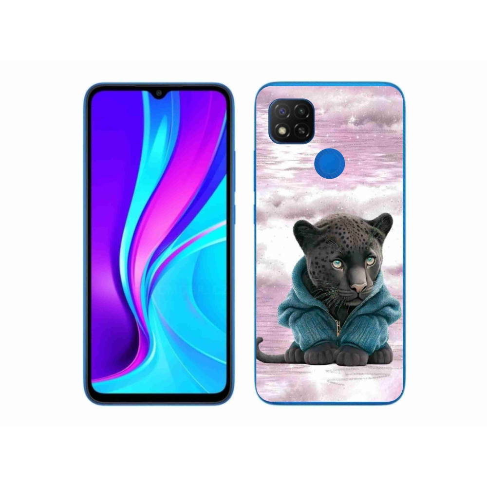 Gél borítás mmCase a Xiaomi Redmi 9C-hez - fekete párduc pulóverben