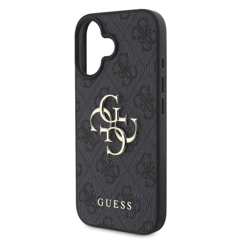Guess PU 4G fém logós hátlap iPhone 16-hoz Szürke