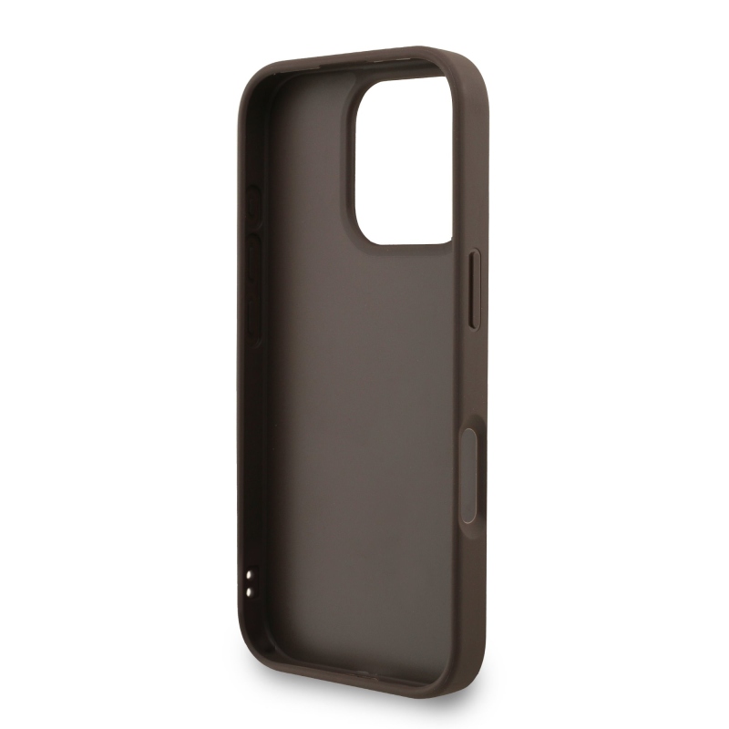Guess PU 4G fém logós pántos hátlap iPhone 16 Pro barna színű iPhone 16 Pro-hoz barna
