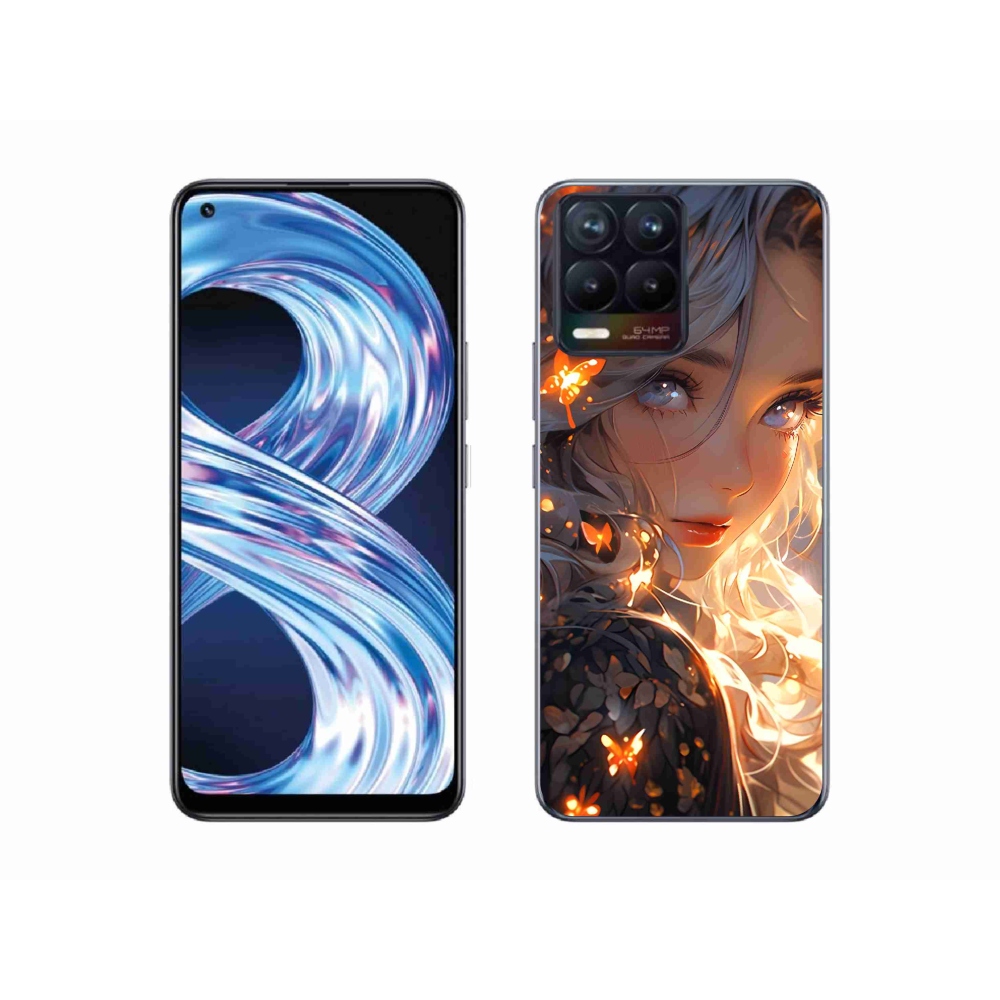 Gél borítás mmCase a Realme 8 4G-n - lány és pillangók