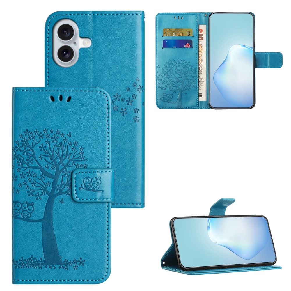 Fa könyv tok iPhone 16-hoz - kék