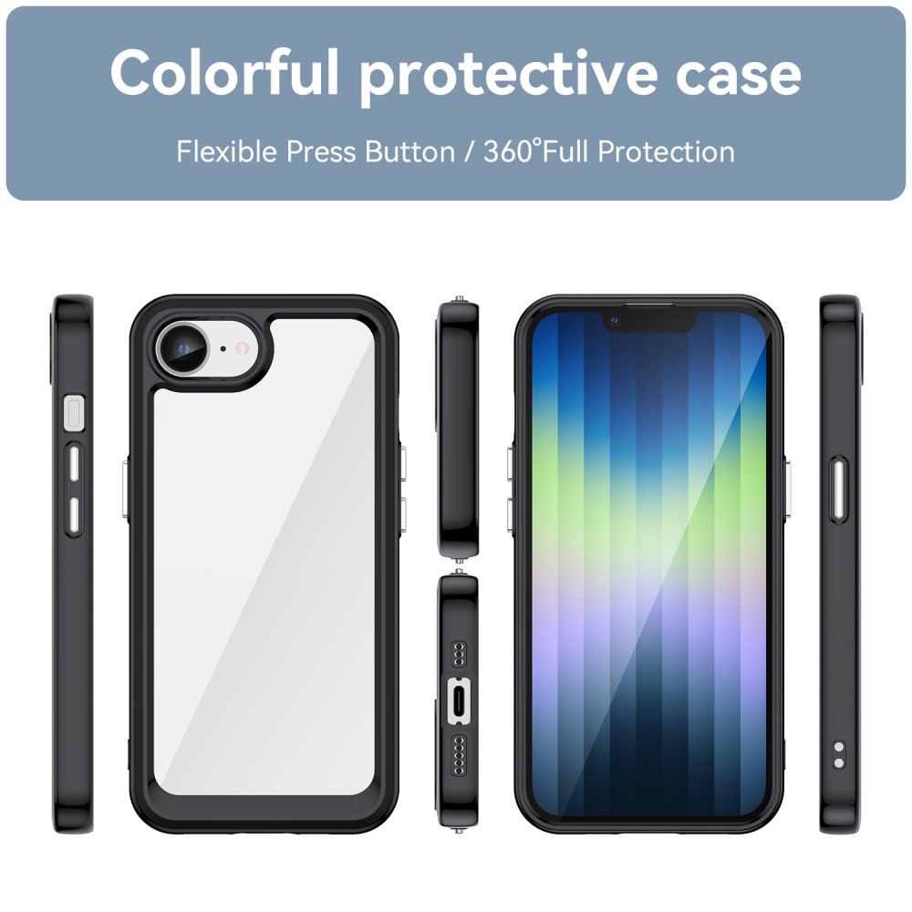 Gél tok fix hátlappal iPhone 16e készülékhez - fekete