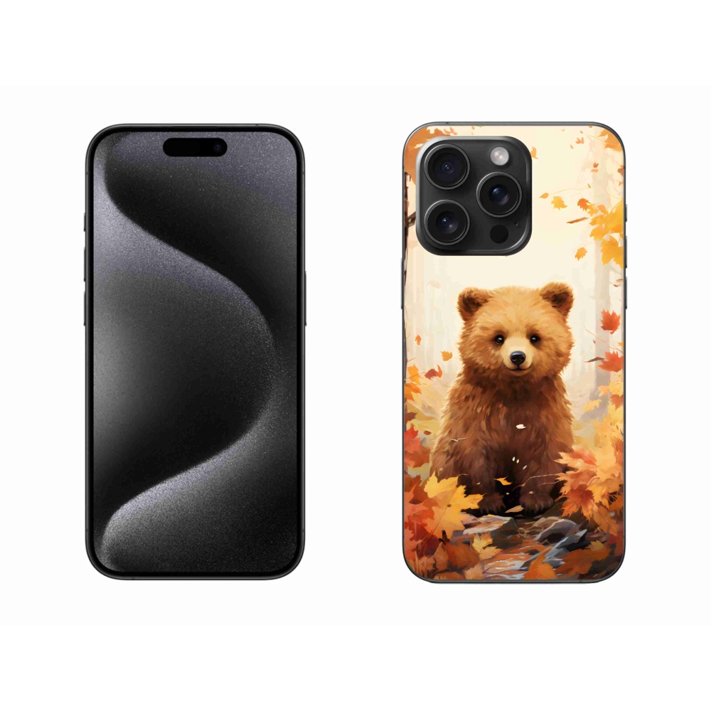 Zselés borítás mmCase iPhone 15 Pro Max készülékhez - medve az erdőben