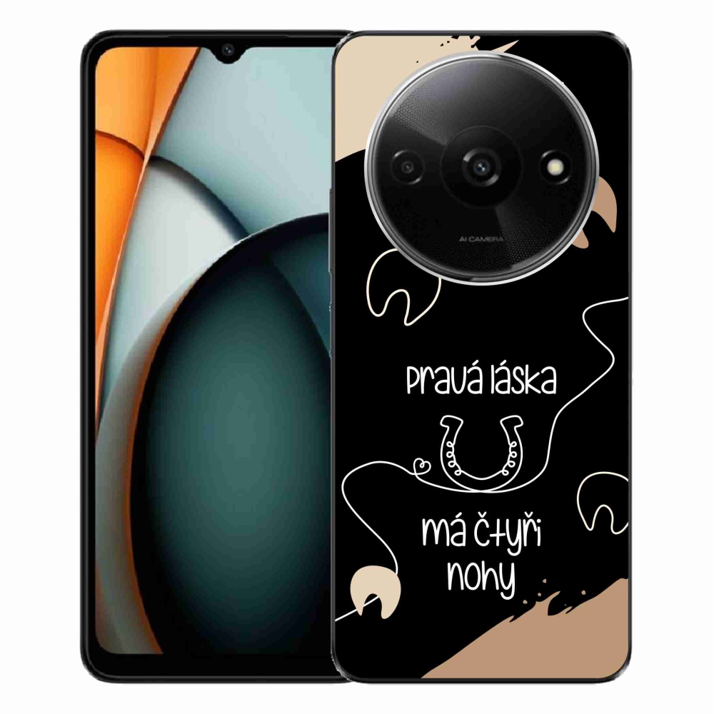 Gél borítás mmCase a Xiaomi Redmi A3-hoz - ló motívum fekete háttérrel