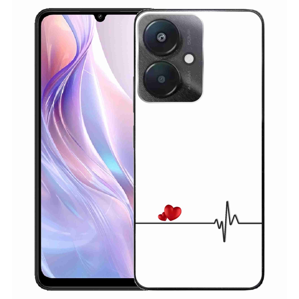 Gél borító mmCase a Xiaomi Redmi 13C 5G-hez - szív és szívverés fehér háttérrel