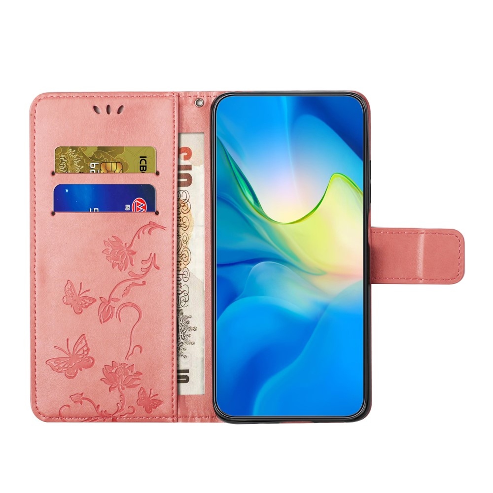 Virágos könyvtáska Samsung Galaxy A35 5G - rózsaszín