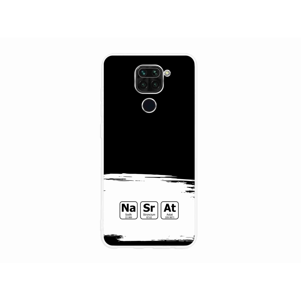 Gél borítás mmCase a Xiaomi Redmi Note 9-hez - kémiai elemek fehér és fekete háttérrel