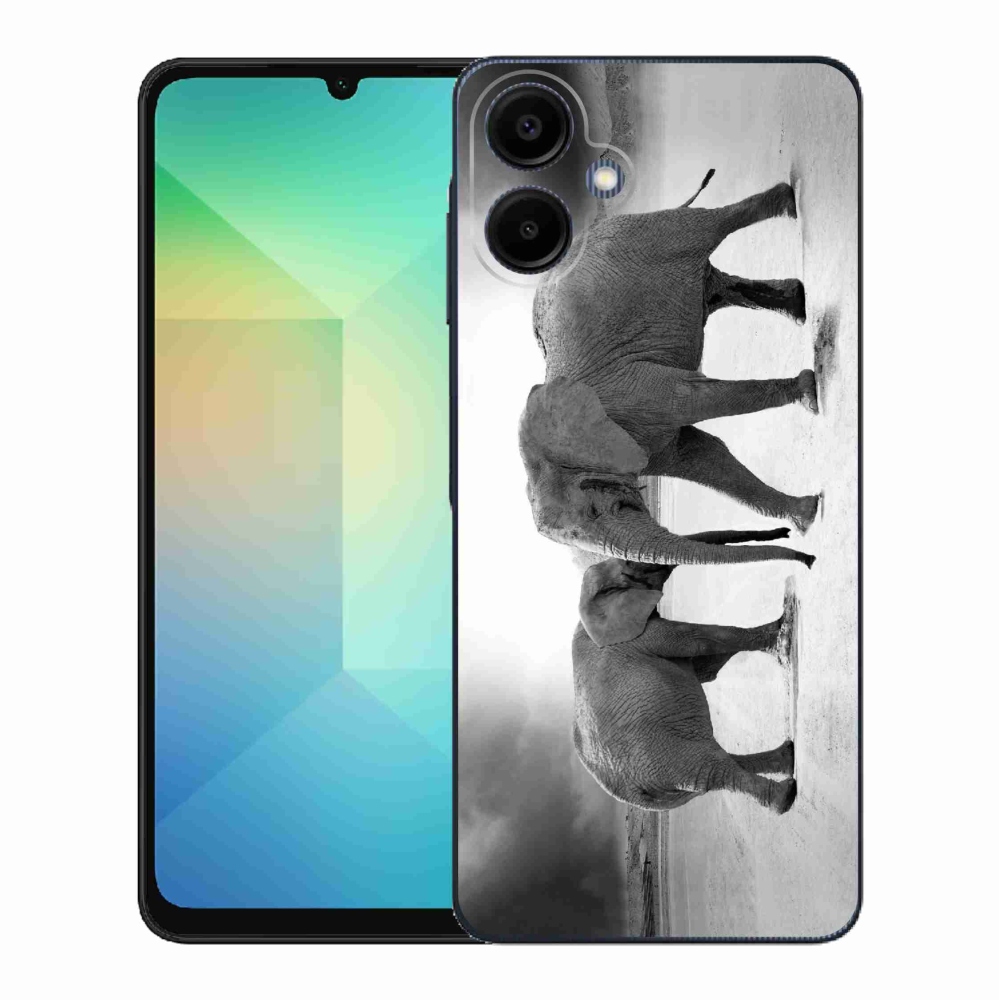 Gél borítás mmCase Samsung Galaxy A06 4G - fekete és fehér elefántok