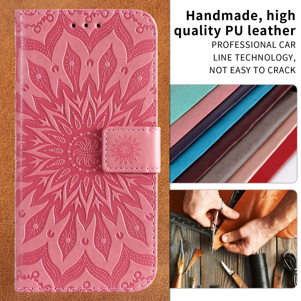 Napraforgó könyv tok Xiaomi Redmi 15C 4G/5G (173mm) - rózsaszínű