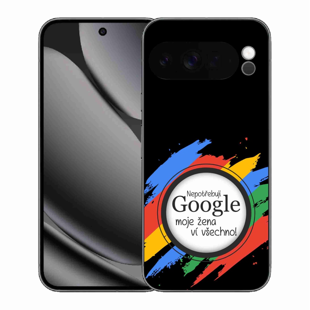 Gél borító mmCase a Google Pixel 10 Pro XL - nő tudja, minden fekete háttérrel