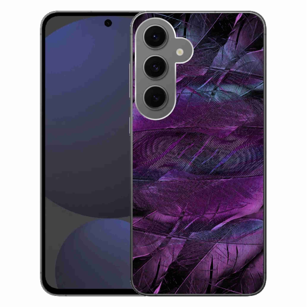 Gél védőhuzat mmCase Samsung Galaxy S24 FE - lila tollakhoz