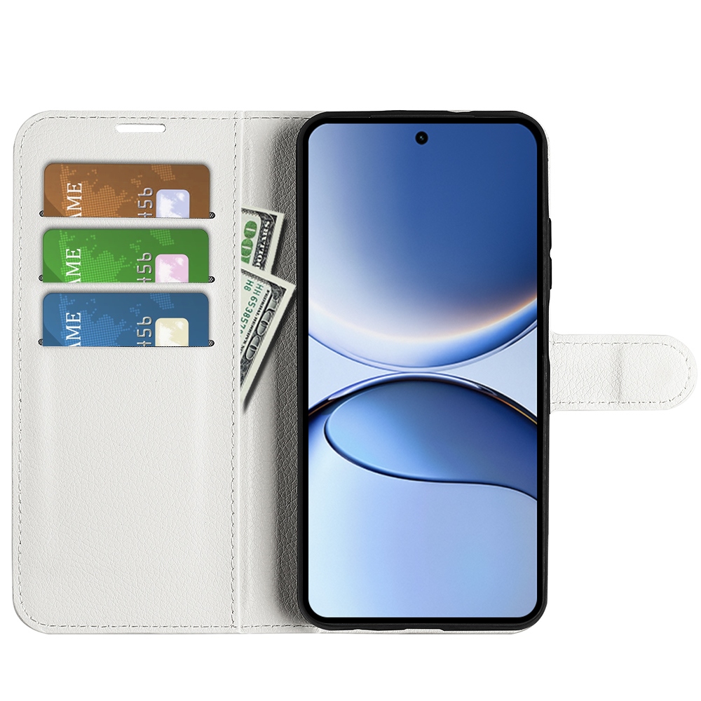 Litchi könyv tok a Xiaomi Poco F7 5G-hez - fehér