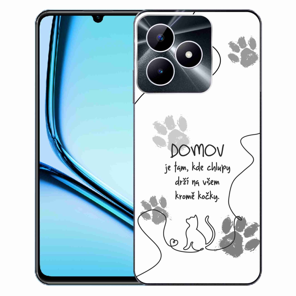 Zselés borító mmCase a Realme Note 50 készülékhez - macska motívum fehér háttérrel