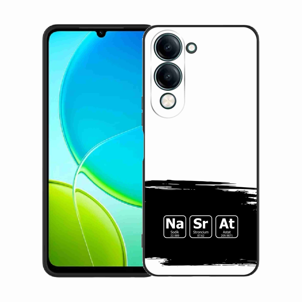 Gél borítás mmCase a Vivo Y29s 5G-n - kémiai elemek fekete és fehér háttérrel