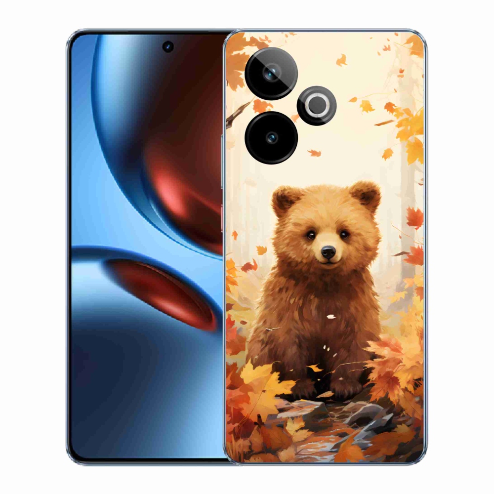 Rugalmas zselés tok mmCase képpel a Realme GT 7 5G/GT 7T 5G számára - medve az erdőben