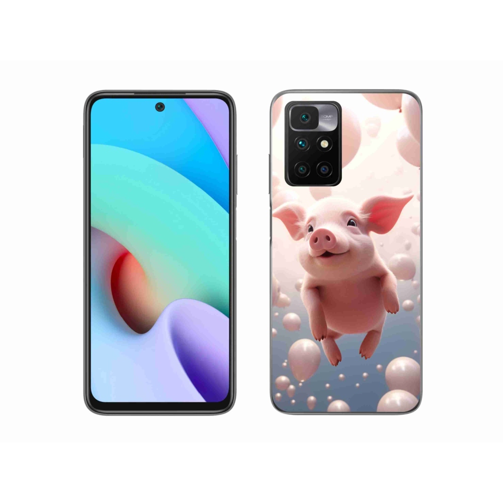 Gél borítás mmCase a Xiaomi Redmi 10/Redmi 10 (2022) - malac lufikkal