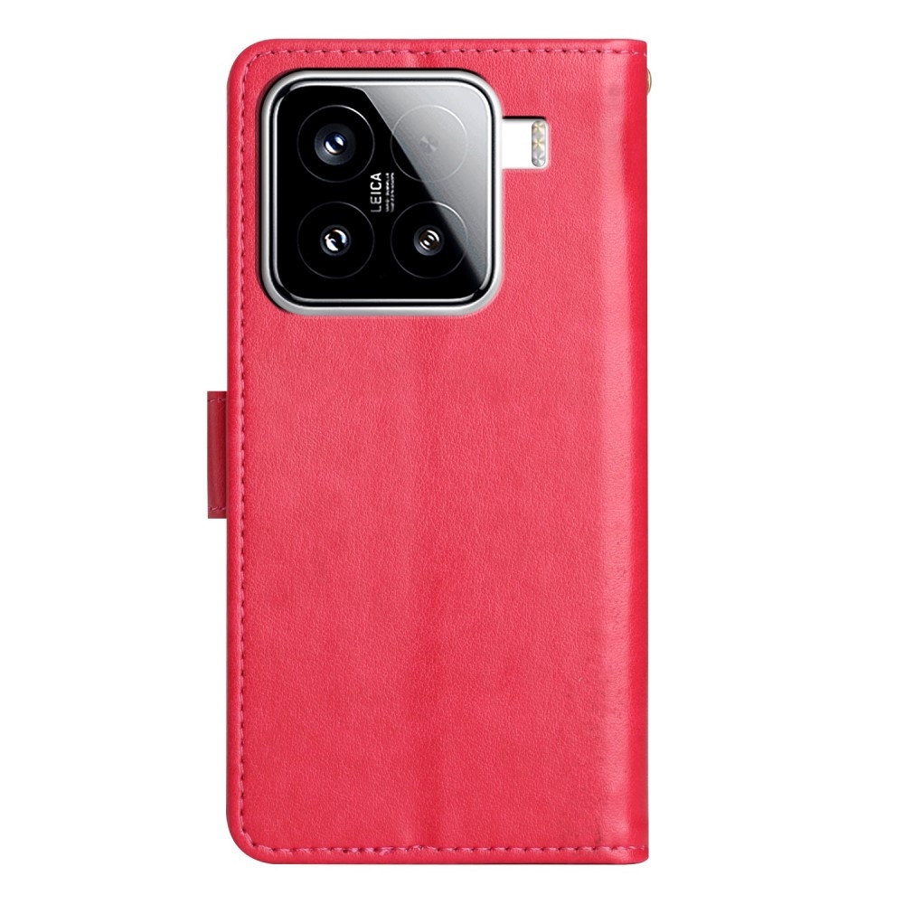 Virágok könyv tok Xiaomi 15 - piros