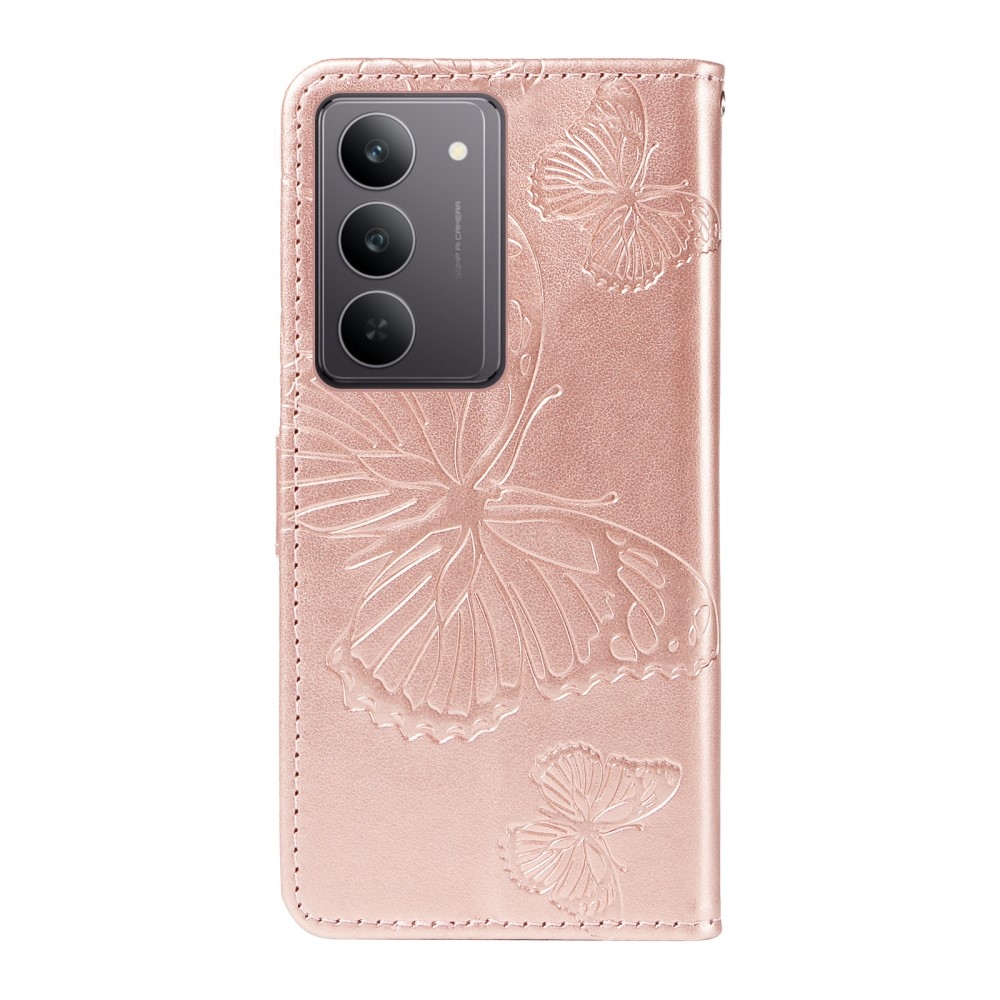 Nagy pillangó könyvtáska a Realme C75 készülékhez - rózsaarany