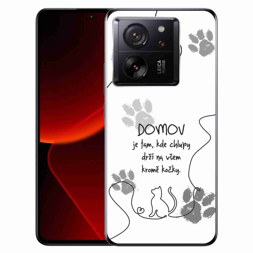 Gél borítás mmCase a Xiaomi 13T/13T Pro készülékhez - macska motívum fehér háttérrel