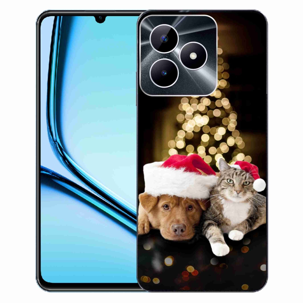 Gél borító mmCase a Realme Note 50 készülékhez - Karácsonyi kutya és macska