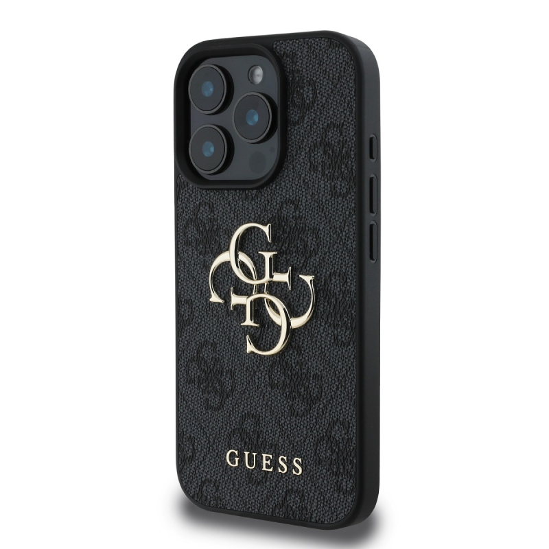 Guess PU 4G fém logó hátlap iPhone 16 Pro szürke