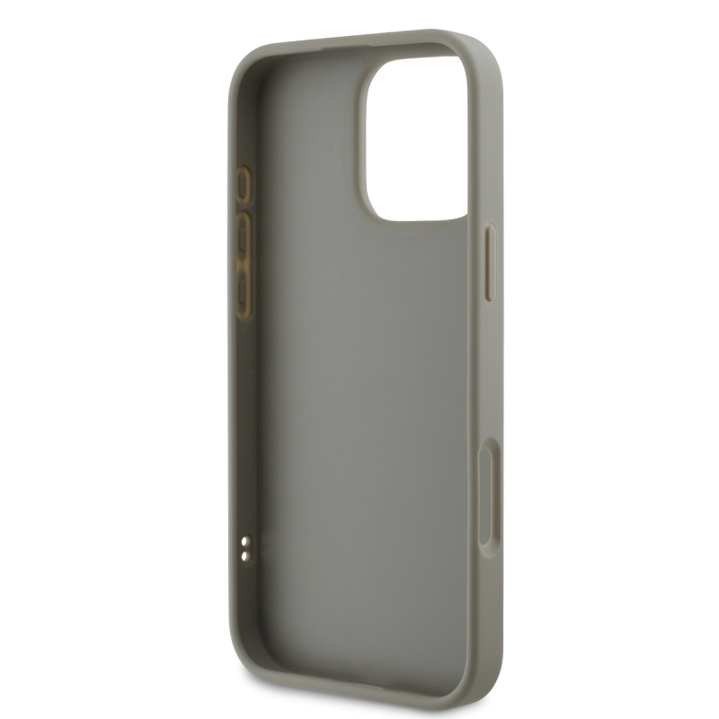 DKNY PU bőr steppelt stack logó hátlap iPhone 16 Pro Max szürke